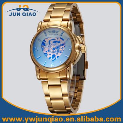 China Winner Automatic High Quality Gold Luxury Brand Date Mechanical Skeleton Watch Women Shape Heart Watch for sale