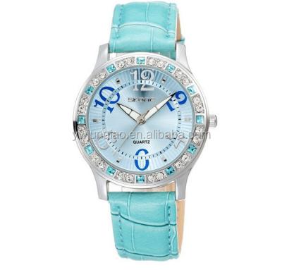 China Auto Date Brand Fashion Famous Diamond Skone Watch Leather Band Women for sale