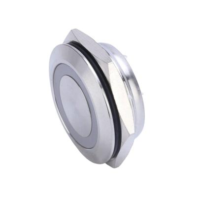 China 25mm Steel /Stainless Steel Metal Push Button IP67 Mini Led Momentary Push Button Black Housing Waterproof Switch for sale