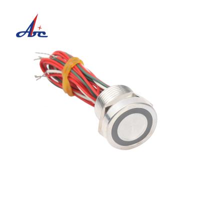 China Aluminum or Stainless Steel Oxidation A1 New Deleveloved 16mm NO Flat Head Momentary Ring 12V Red or White Piezo Switch For Waterproof ip68 for sale