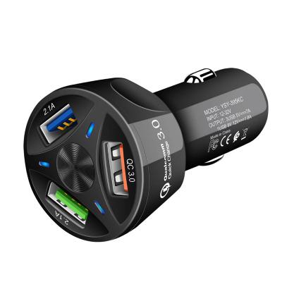 China Hot Selling Car Charging 3.0 Ring Products Dual USB Fast Car Charger Long Life and Exquisite Design 12-24V Blue Mini Phone Charger 18W For Phone for sale