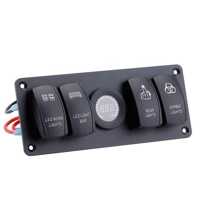 China Marine Panel Auto Mounting Design Long Life and Exquisite Design Good ON 5 Pin Voltmeter Dual Led Strip Rocker Switch Waterproof Panel IP68 USB 24V 4 for sale