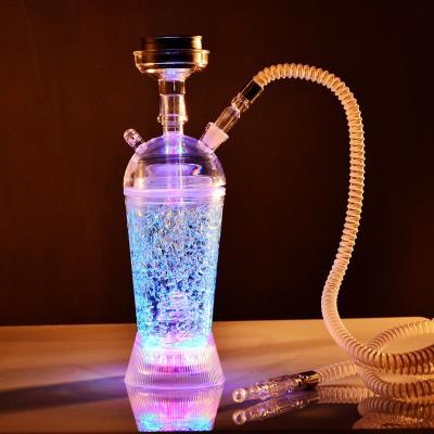 China Healthy Fancy Smoking 2022 New Design Wholesale Portable Single Hose Acrylic Hookah Acrylic Cups Smoking Accessories With Led Light for sale