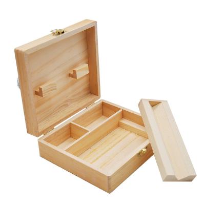 China Reused Materials Custom Logo Portable Wooden Storage Box With Lock Stash Toolings Suitcase Sealed Natural Wooden Box for sale