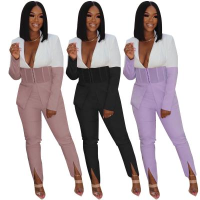 China XLL New Arrival Blazer Suit Pants Office Lady QUICK DRY Jacket Set Women's Two Piece Sets Suit Blazers Set for sale