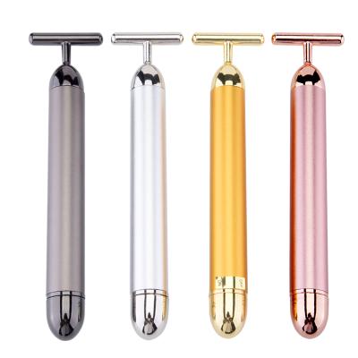 China Pigment Removal 2021 Hot Selling High Performance T Shape 24k Gold Facial Massage Roller Beauty Bar for sale