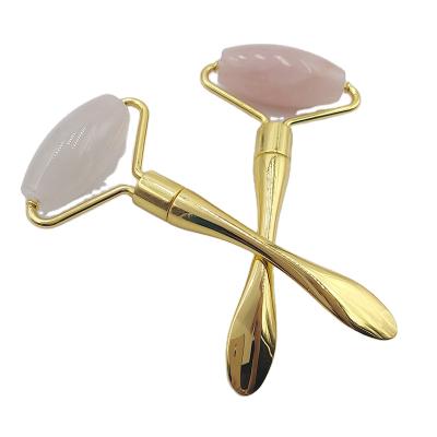 China 2 Heads Natural Pink Jade Roller Facial Massage Makeup Scoop Face Massage Roller Wholesale for sale