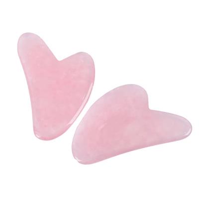 China Scraping Rose Rose Quartz Gua Sha Stone Jade Gua Sha Tool Blood Vessel Removal Personal Skin Care Tip for sale