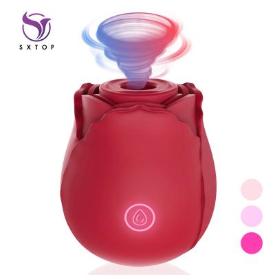 China 10 Modes Suction Amazon Sucking Vibrator Suction Clit Sucker Nipple Stimulator Clitoral Sex Cheek Rose Red Vibrator For Women Sex for sale