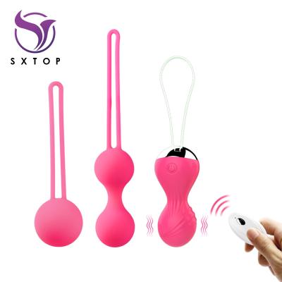 China Remote Control Vibration +10 Modes Benwa Set Eggs Jump Egg Women Kegel Ball Professional Silicone Vaginal Exercise Shrink Balls 3pcs Set Vibrating Toys For Woman for sale