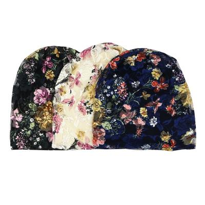 China Wholesale Fashion Beanie Hat Women Trend New Flower Lace Dobby Cover C Baotou Maternity Hat for sale