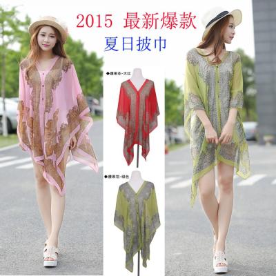 China Long new design summer and fall scarf silk shawl lady and women beach printed shawl for sale