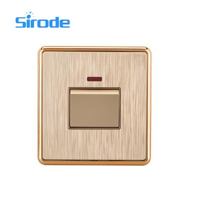 China Sirode Easy Installation Attractive Designs British Standard DP 20 Switch With Socket Gold Color Neon Plug Series for sale