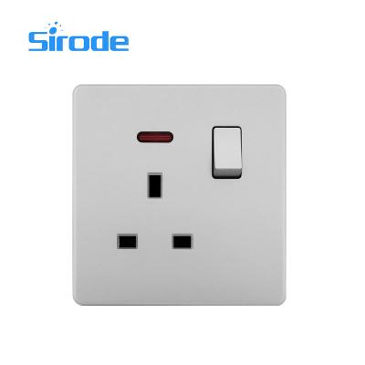 China Easy Installation Sirode UK Standard Wall Socket T2 Series 1 Gang 3 Pin13A Wall Socket Gray Color 86*86mm Hot Sale for sale