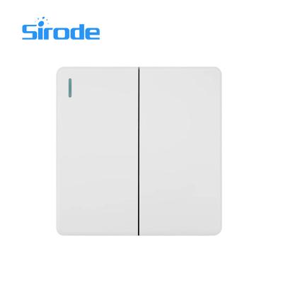 China Easy Installation Sirode Briitsh Standard T2 2 Gang 1 Way Switch White Color T2 Series for sale