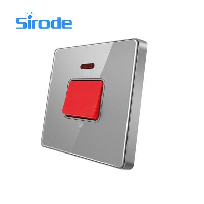 China Easy Installation Sirode Ice Switch British Standard Acrylic Gray Color 45A Switch With Indicator T1 Series Wholesales for sale