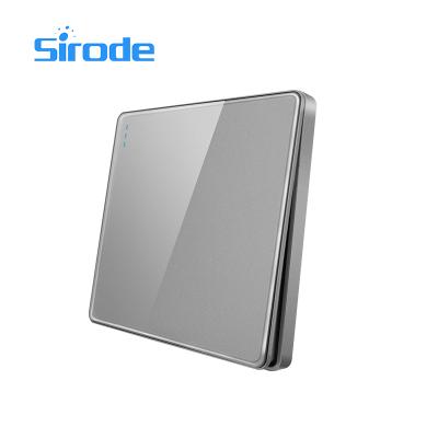 China Sirode Strip 2 Color Easy Installation 1 Way Gray Glass Wall Switch Panel UK Standard T1 Series With Neon Light for sale