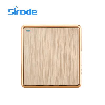 China High Quality Sirode Easy Installation Wall Switches New Design Four Gang One Way Switches Gold Color Electric Modern Switch for sale