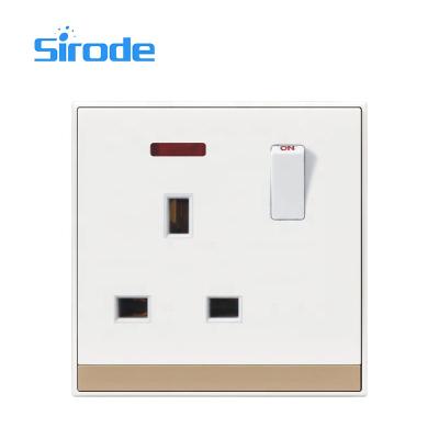 China PC 768 Series Sirode British Standard 13A white+gold color traditional socket for wholesales for sale