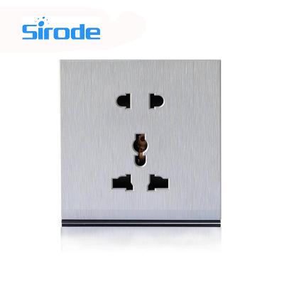 China High Quality Sirode Ribbon Color 1gang 5 Pin British Standard Multifunctional Switched Socket Easy Installation With Neon for sale