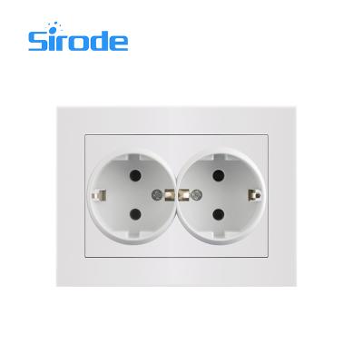 China Sirode New Designs Easy Installation European Standard twio Strip Grounded SCHUKO Socket Outlet White Color Socket Series for sale