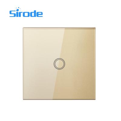 China Easy Installation Sirode 1 Smart Switch App WIFI Crystal Glass Wireless Light Wall Strip WIFI Switch Remote Control Gold Color for sale