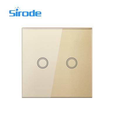 China Sirode 2 Installation WIFI Switch Wall Strip WIFI Crystal Glass Wireless Light Easy Switch Smart APP Remote Control Gold Color for sale