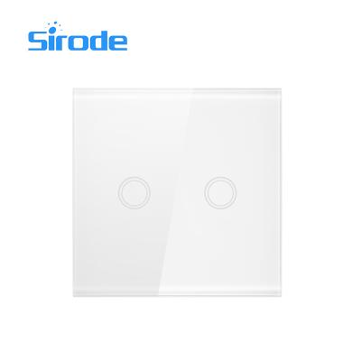 China Sirode 2 Strip Wall WIFI Switch Crystal Glass Wireless Light Easy Switch APP Remote Control Installation WIFI Switch for sale