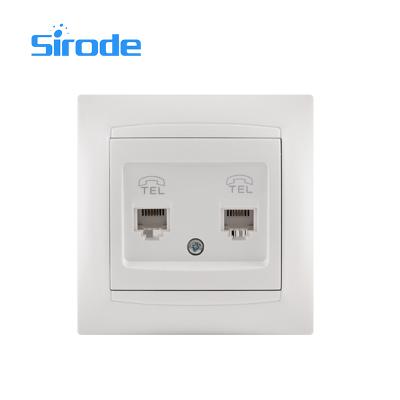 China Modern design with structure Sirode Europe color 2 band RJ11 telephone firm standard white wall sokcet electric wholesale factory for sale