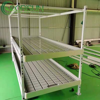 China Greenhouse Medicine Greenhouses Flood Moving Tray Multi Layer Rolling Benches ABS Plastic Trays Bench Hydroponic Multilevel Rolling Systems for sale