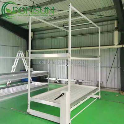 China Greenhouse Medicine Wholesale Multi-Tier Backflow Rolling Table Vertical Grow Stands Agriculture Flood Table Mobile Hydroponic Double Rolling Bench for sale