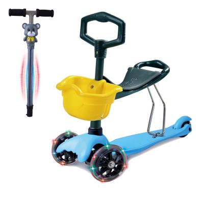 China 3 in 1 wholesale cheap 2022 colorful cartoon folding 3 in 1 kids scooter ride on 3 wheel electric with light music for sale