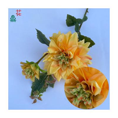 China High simulation quality assurance Elegant home decoration and decoration of single branch and two end dahlias high-end hotel landscaping and flower art silk for sale