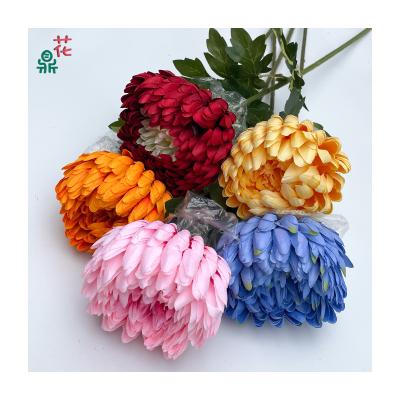 China High simulation quality assurance Single Branch Rich and Noble Chrysanthemum Home Decoration Ornaments Window Beauty Props Flower Materials Artificial Flowers for sale