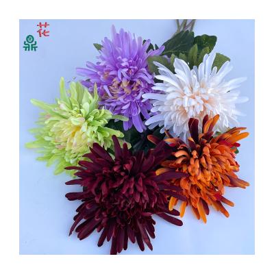 China High simulation quality assurance Single Branch Big Gold Fragrant Chrysanthemum Simple Home Indoor Floor to Floor Vase Decoration Flower Material Silk Flower for sale