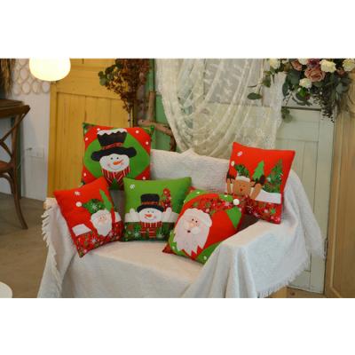 China Fleece Fabric Top Sale Christmas Snowman Santa Claus Pillow for sale