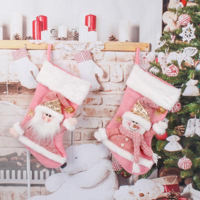 China Beautiful Fabric Pink Christmas Storing Christmas Tree Decorations Hanging Tree Decoration for sale