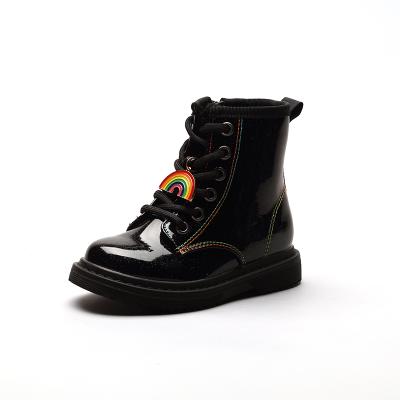 China Around Decoration 2021 Unique Quilting All Martin Kids For Designed Rainbow Children's Black Boots for sale