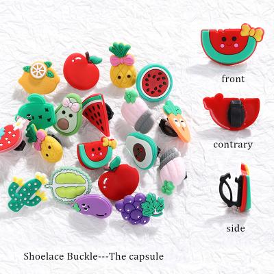 China Wholesale Custom Shoe Buckle PVC Ornament Shoe Buckle Small Batches Fruit Cartoon Fruit Lace Rubber Adapter Shoe Buckle for sale