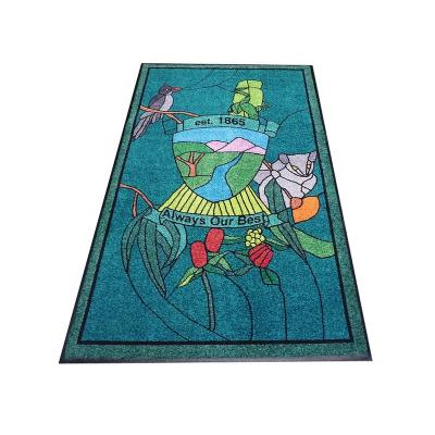 China Beautiful Washable Custom Branded Front Door Mat PVC Vacuum Cleaner Machine Wash Green Carpet With Logo For Sale for sale