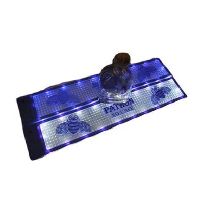 China Sustainable custom branded unique soft pvc rubber led light glow in the dark bar mat led bar runner beermat for sale