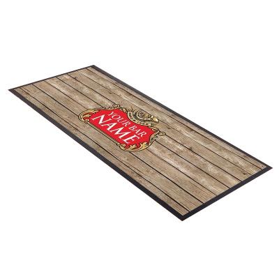 China Viable Promotional Bar Runner Customized Beer Puddle Bar Mat Novelty Rectangle Rubber Rubber Backed Bar Mats With Logo for sale