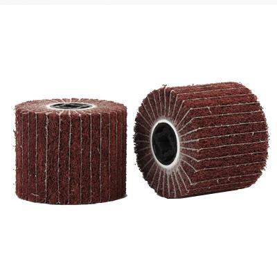 China Durable Nonwoven Abrasive Flap Wheels Interleaved Nonwoven Flap Wheel Drum With Keyhole Spindle for sale