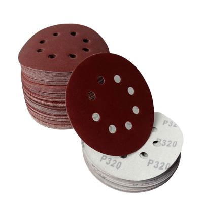 China For Sanding Surface Damages 5 Inch 125mm 8 Holes Polishing Sandpaper Sandpaper Abrasive Discs Sanding Tools for sale