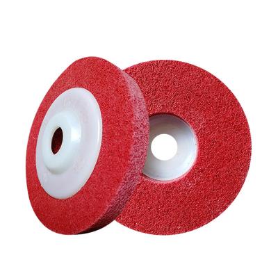 China 5P 7P 9P Durable Nonwoven Polishing Disc 100*16mm 4 Inch Gray SS Red Abrasive Nylon Fiber Polishing Wheel For Angle Grinder for sale