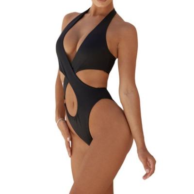 China Sexy Plus Size Swimwear Mature High Cut Twist Front Swimsuit With Mesh for sale