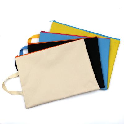 China Low MOQ 100pcs Recyclable Polyester Pouch Expanding Folder Labels Printing A4 Document Zipper Bag for sale