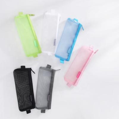 China Latest\fasion\fashion color zipper transparent school mesh pencil case popular wholesale custom printed cute bag for sale