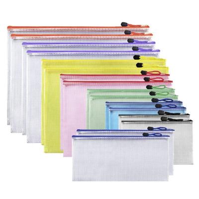 China Portable Factory Direct Customized Printing PVC Folder Document Invoice Zipper Mesh Waterproof Transparent Bag for sale