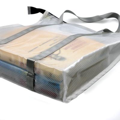 China Recyclable Promotional Cheap Eco Friendly Reusable Mesh Reusable Clear Tote Reusable PVC Shopping Bag for sale